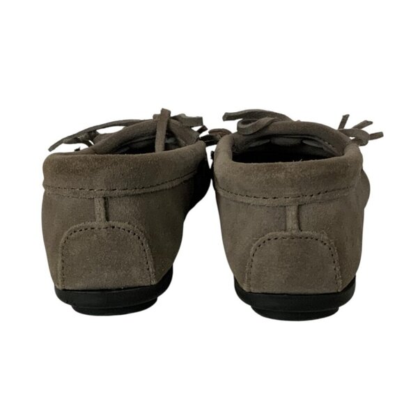 Minnetonka Womens Kilty Moccasins Size 6 Gray Suede Slip-On Softsole Shoes - Picture 3 of 9